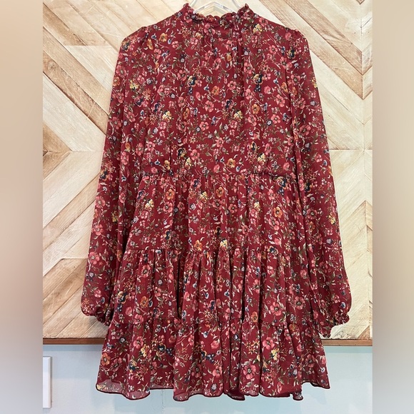 Forever 21 Dresses & Skirts - NWOT Forever 21 Floral Long Sleeve Chiffon Tiered Dress Size L